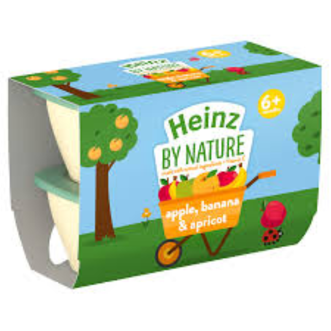 HEINZ APPLE,BANANA N APRICOT BABY FOOD 100G